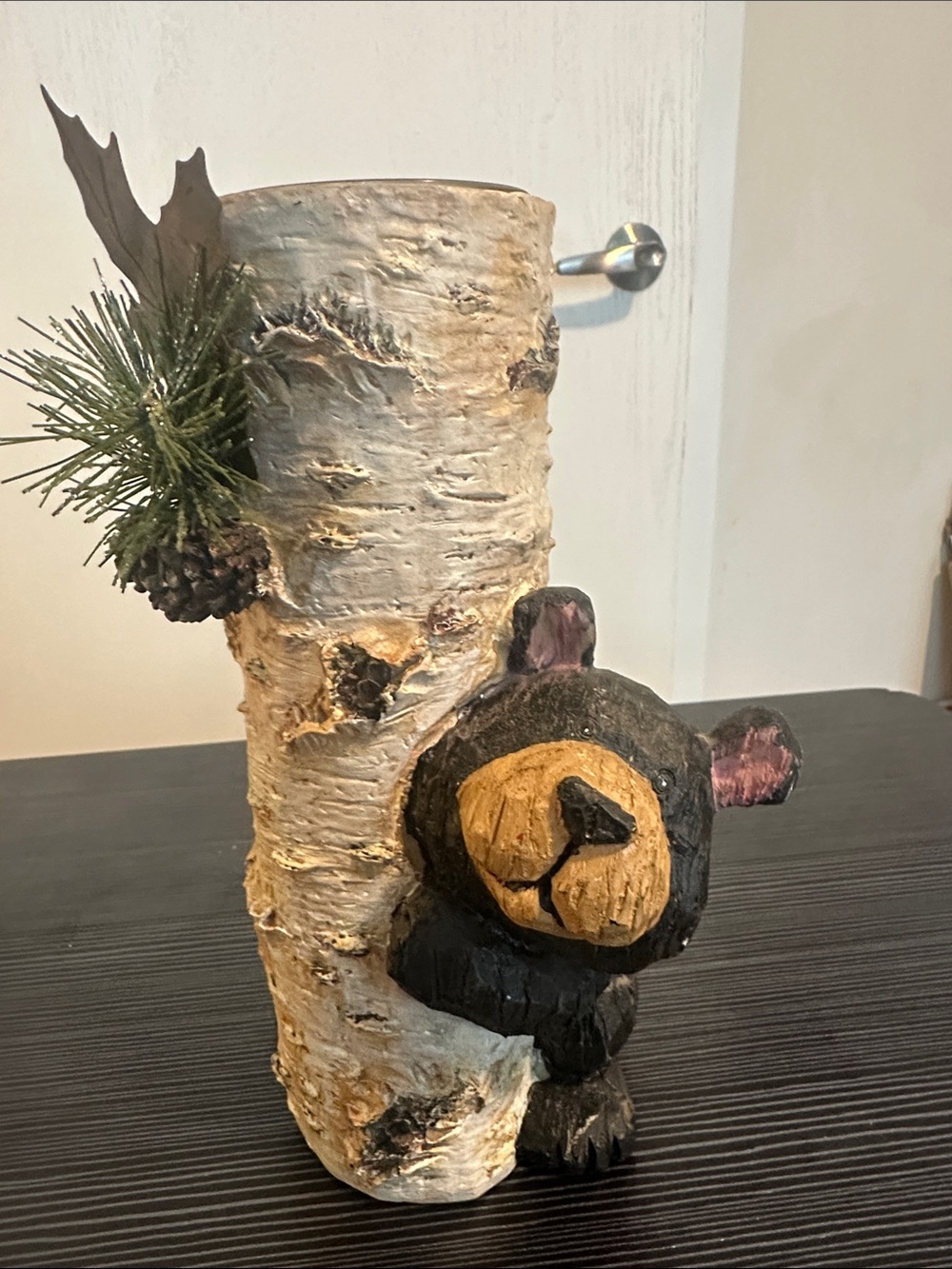 Bear Hugging Birch Tealight Holder. Home Art